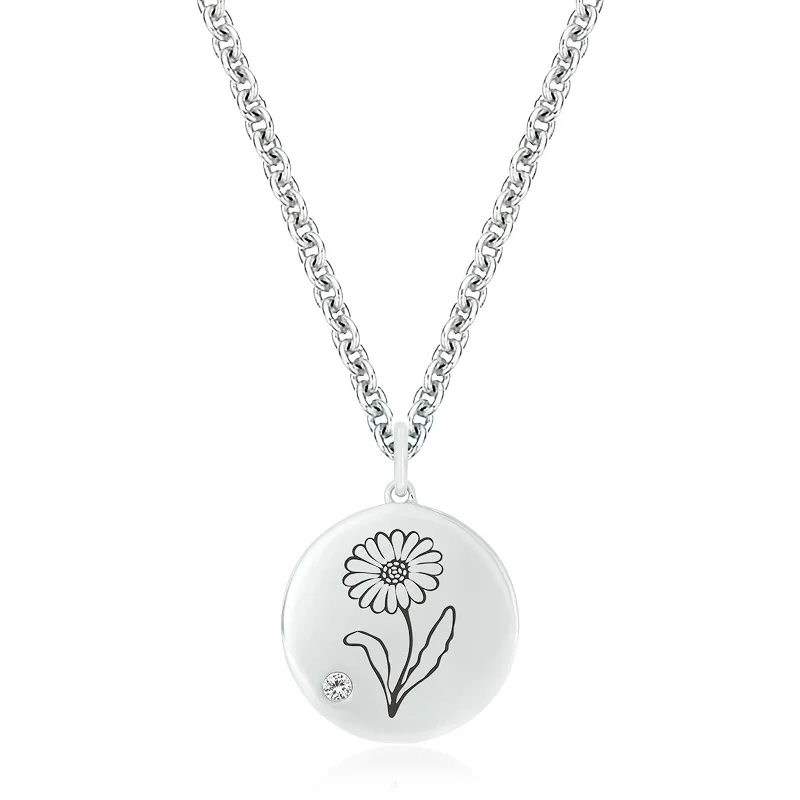 handmade braided leather necklace Sterling Silver 2mm White Topaz Daisy April Pendant handmade braided leather necklace Sterling Silver 2mm White Topaz Daisy April Pendant