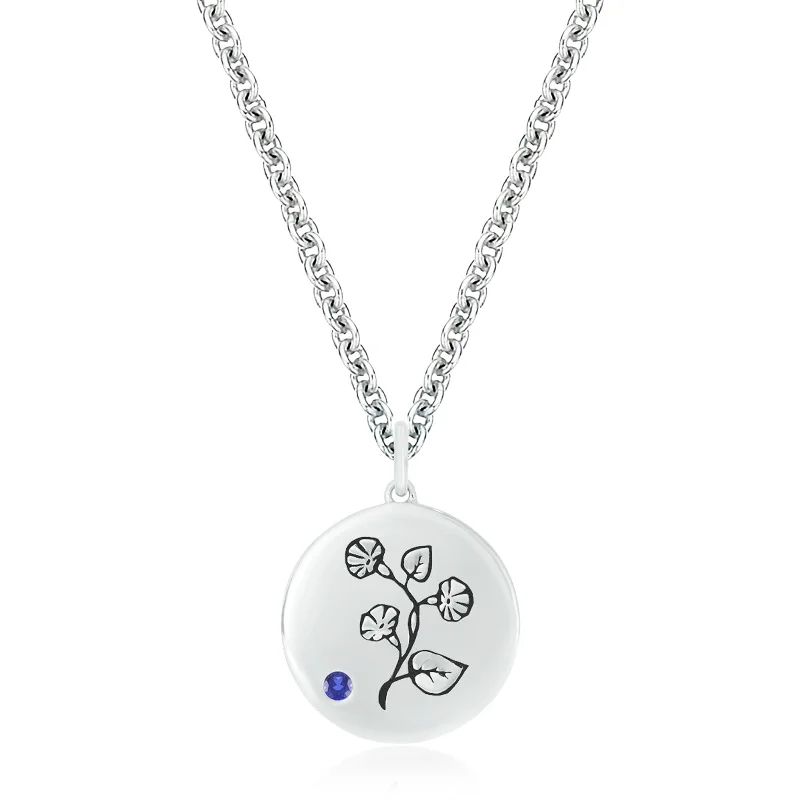 ruby and diamond engagement ring Sterling Silver 2mm Created Sapphire Morning Glory September Pendant