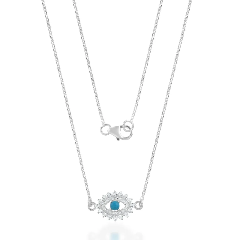sterling silver herringbone chain Sterling Silver 45cm Turquoise White Topaz Evil Eye Necklace with Pendant sterling silver herringbone chain Sterling Silver 45cm Turquoise White Topaz Evil Eye Necklace with Pendant