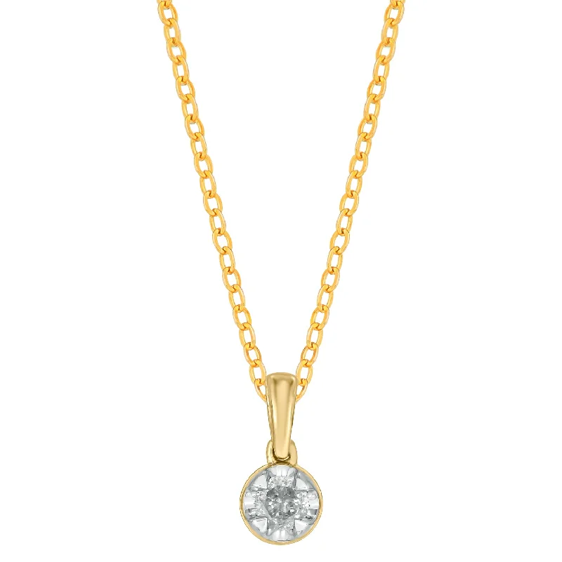 unique diamond tennis bracelet 9ct Yellow Gold Round Cut 0.15 Carat Rhodium Plated Diamond Pendant