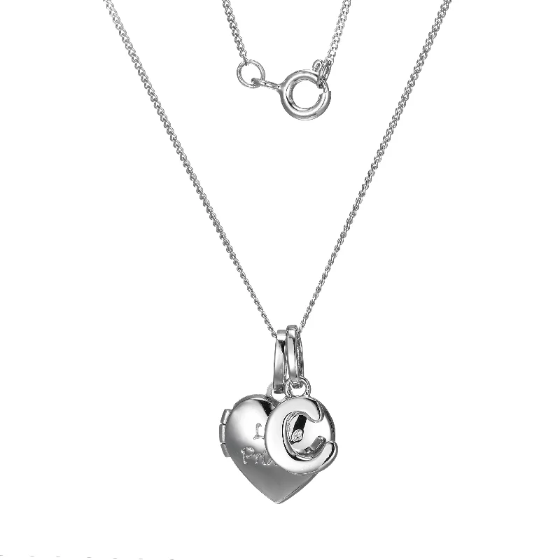 simple crystal earrings Sterling Silver Heart 40cm Locket & Initial C Children's Pendant simple crystal earrings Sterling Silver Heart 40cm Locket & Initial C Children's Pendant