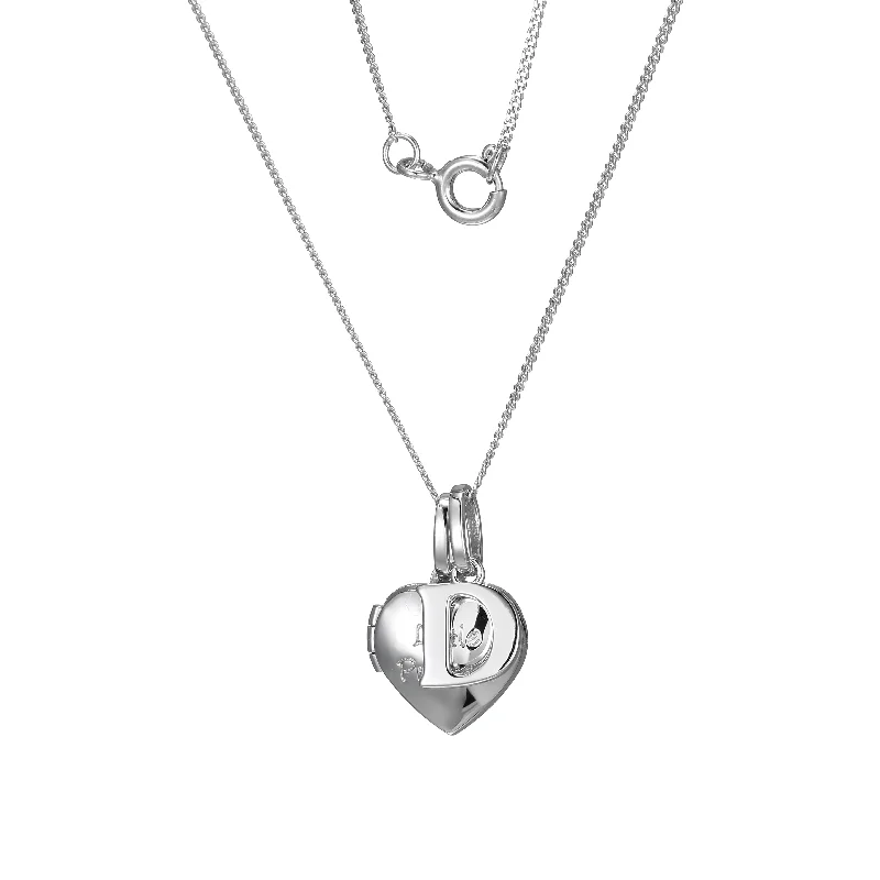 vintage sapphire necklace Sterling Silver Heart 40cm Locket & Initial D Children's Pendant vintage sapphire necklace Sterling Silver Heart 40cm Locket & Initial D Children's Pendant