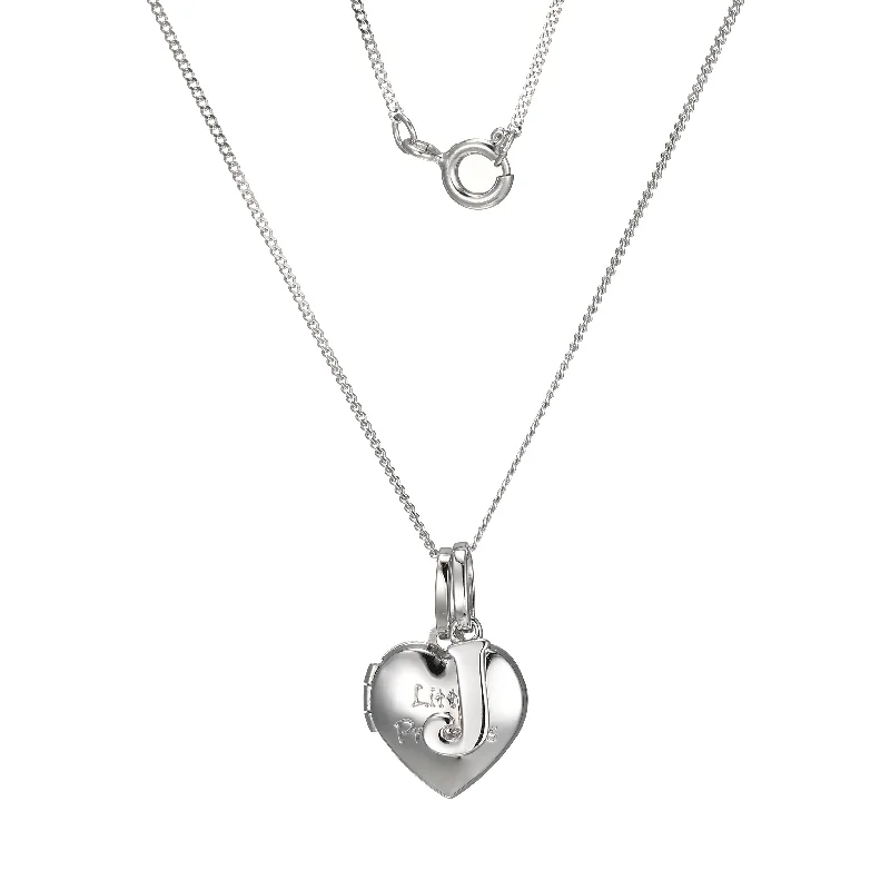 customized infinity bracelet Sterling Silver Heart 40cm Locket & Initial J Children's Pendant
