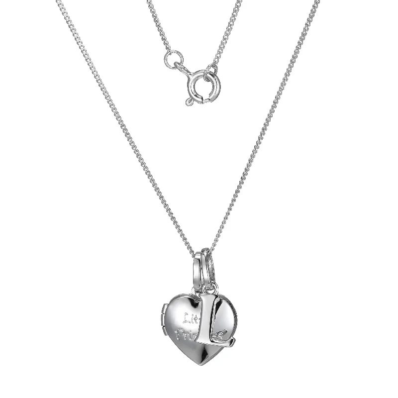 handcrafted beaded hoop earrings Sterling Silver Heart 40cm Locket & Initial L Children's Pendant