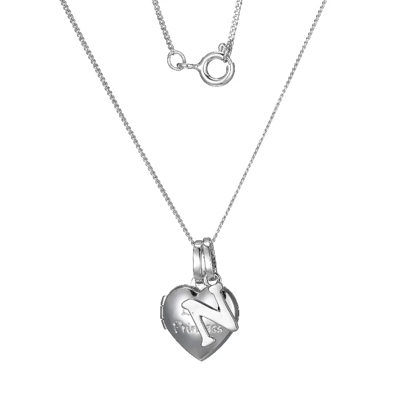 opal and gold earrings Sterling Silver Heart 40cm Locket & Initial N Children's Pendant opal and gold earrings Sterling Silver Heart 40cm Locket & Initial N Children's Pendant