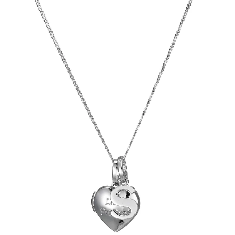 silver moon phase pendant Sterling Silver Heart 40cm Locket & Initial S Children's Pendant silver moon phase pendant Sterling Silver Heart 40cm Locket & Initial S Children's Pendant