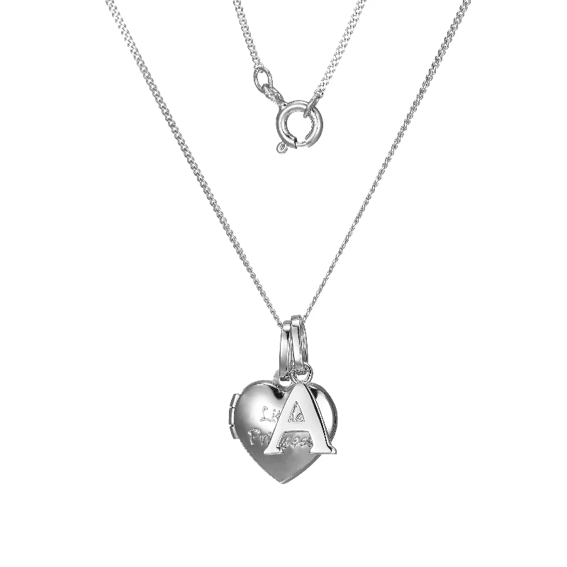 large vintage statement necklace Sterling Silver Heart 40cm Locket & Initial A Children's Pendant large vintage statement necklace Sterling Silver Heart 40cm Locket & Initial A Children's Pendant