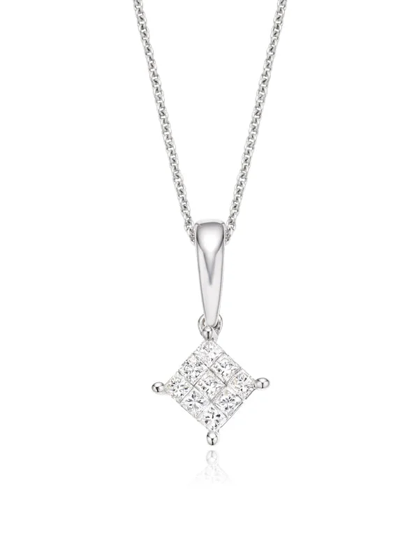 vintage filigree engagement ring 9ct White Gold Princess Cut 0.15 Carat tw Diamond Pendant vintage filigree engagement ring 9ct White Gold Princess Cut 0.15 Carat tw Diamond Pendant