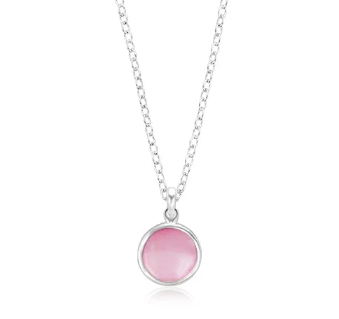 14k gold nose ring hoop Sterling Silver 16mm Pink Mother of Pearl Circle Pendant