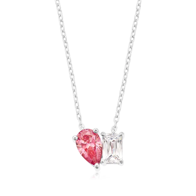 waterproof beach anklet stainless steel KISS Sterling Silver Pear & Emerald Cut Pink & White Cubic Zirconia Necklace waterproof beach anklet stainless steel KISS Sterling Silver Pear & Emerald Cut Pink & White Cubic Zirconia Necklace