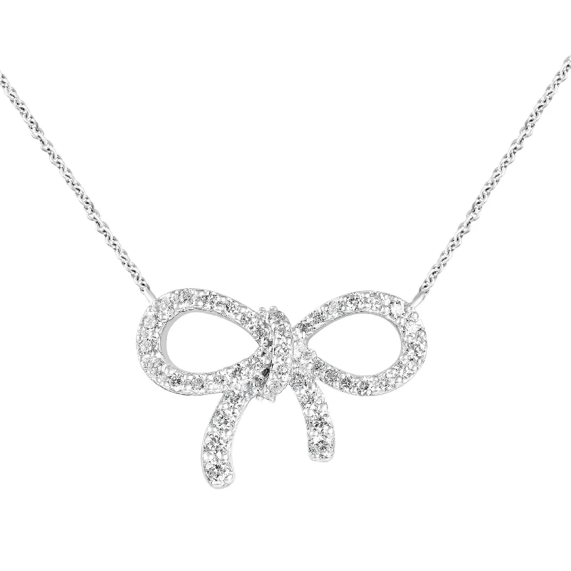 minimalist pearl pendant necklace Celebration Silver Round Cut 0.25 Carat tw Bow Lab Grown Diamonds Pendant Chain Included minimalist pearl pendant necklace Celebration Silver Round Cut 0.25 Carat tw Bow Lab Grown Diamonds Pendant Chain Included