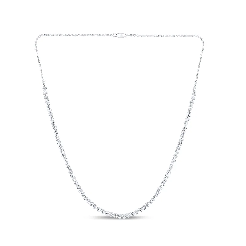 chunky chain necklace trendy Celebration Sterling Silver Round Cut 2 Carat tw Diamonds Tennis Necklace