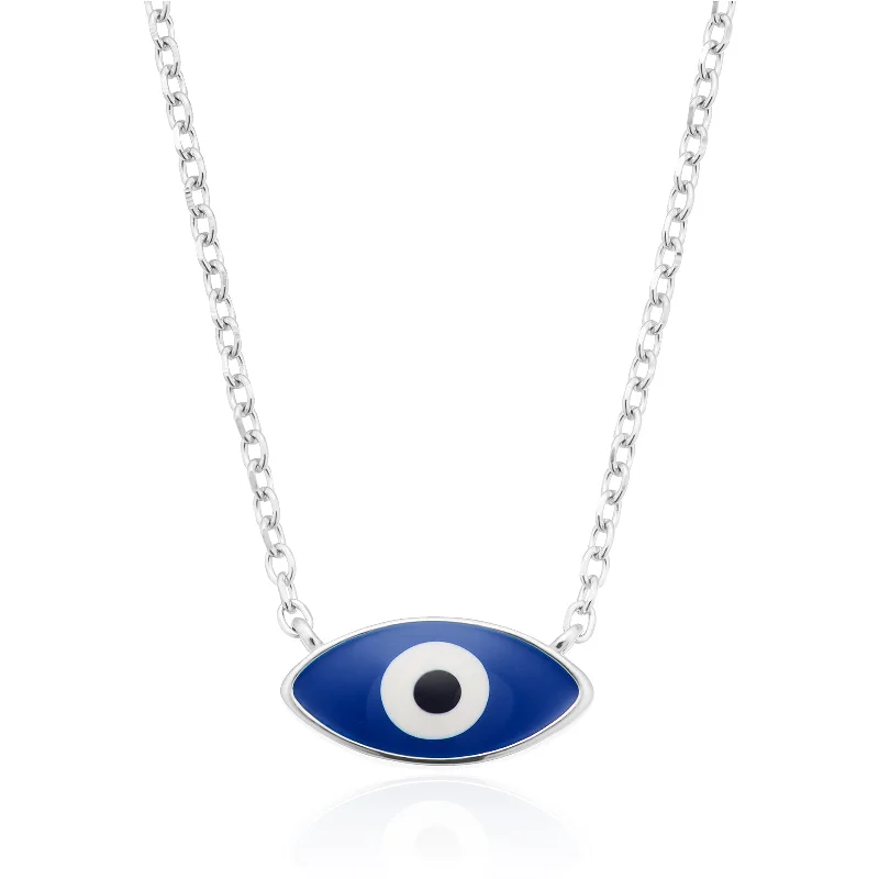 titanium black matte ring Sterling Silver Evil Eye Enamel Necklace