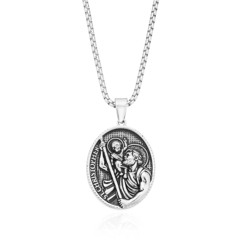 celestial galaxy planet necklace Tensity Stainless Steel 60cm St Christopher Pendant