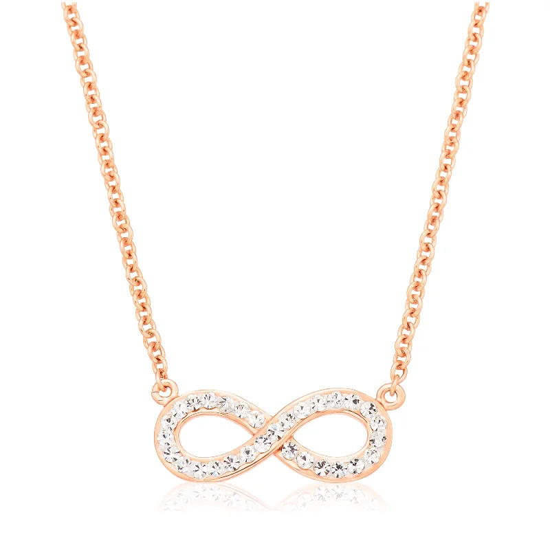 adjustable minimalist wave bracelet Eclipse Sterling Silver Rose Plated 45cm Infinity Necklace Pendant