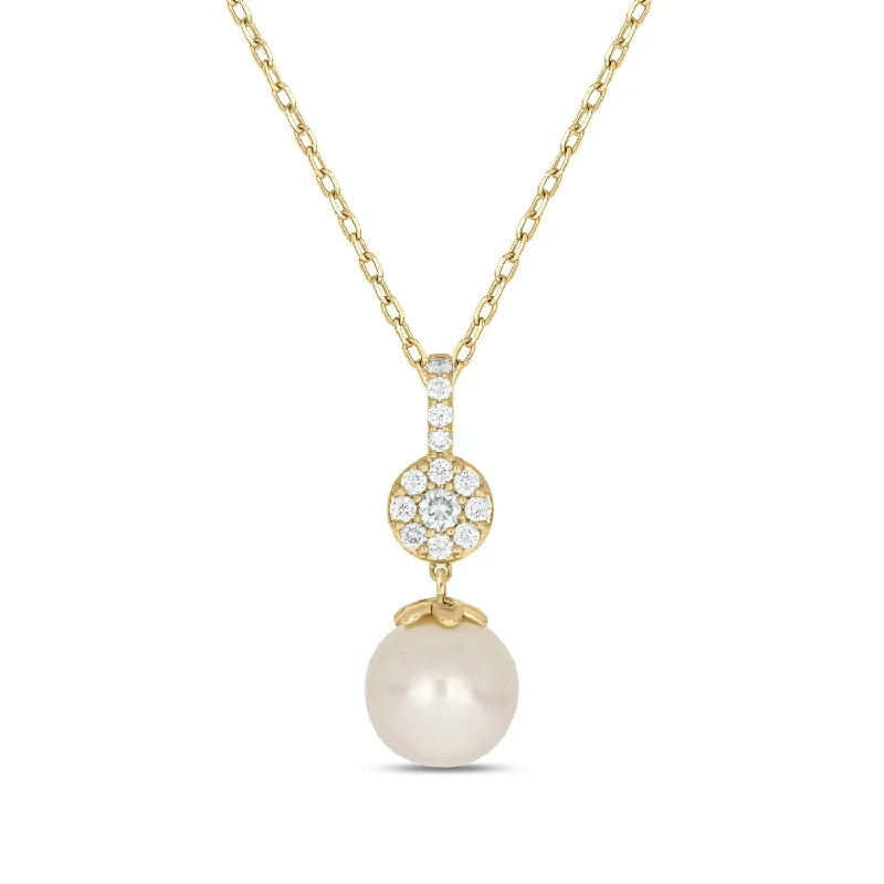 dainty beaded stretch bracelet 9ct Yellow Gold Round Cut White Fresh Water Pearl and Lab Grown Diamonds Pendant dainty beaded stretch bracelet 9ct Yellow Gold Round Cut White Fresh Water Pearl and Lab Grown Diamonds Pendant