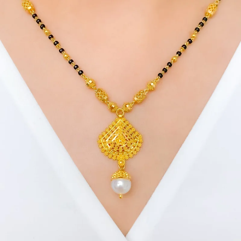 men’s leather and silver bracelet Intricate Beaded Flower Mangalsutra