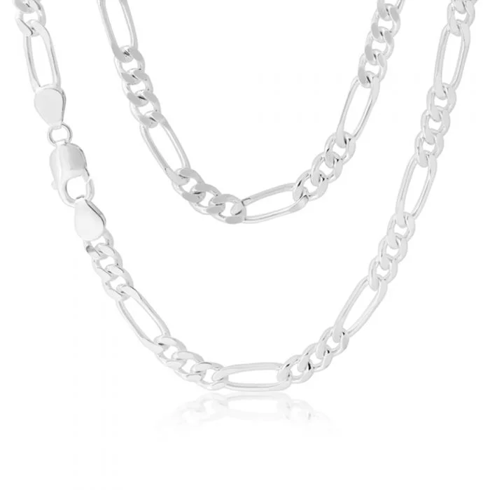 genuine ruby ring women 50cm Sterling Silver 200 Gauge Figaro 1:3 Chain