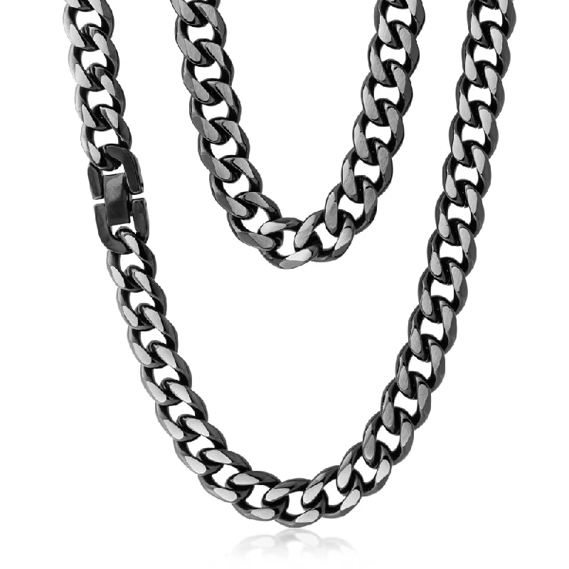 celestial galaxy planet earrings 55cm Stainless Steel Reversible Black/Steel Curb Chain
