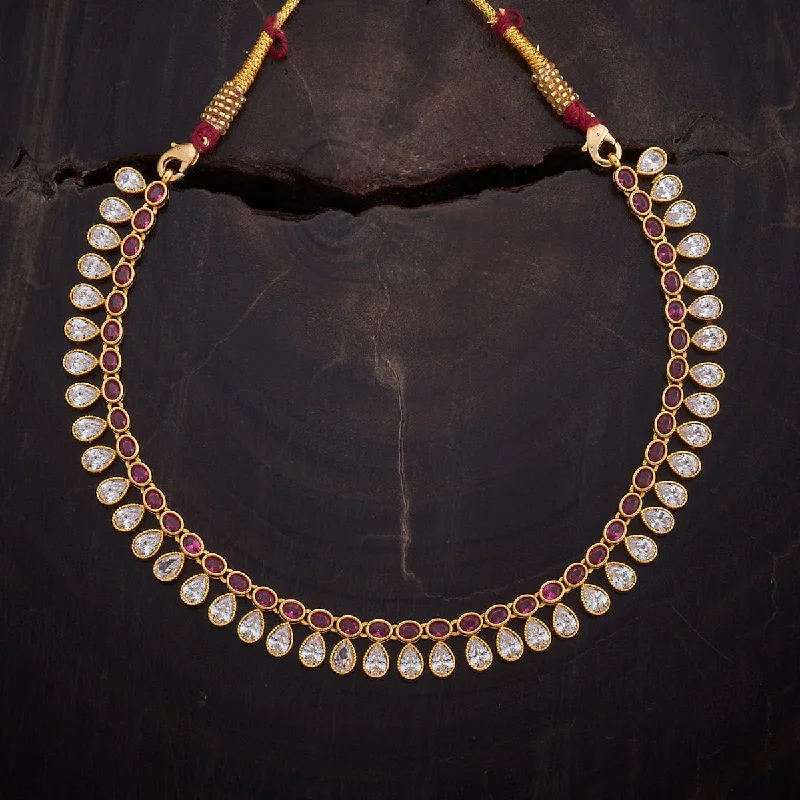 boho gold leaf ring 92.5 Silver Zircon Necklace 153433