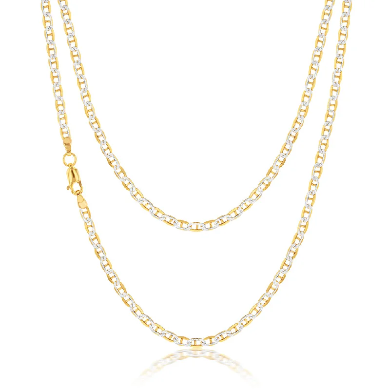 small diamond cross pendant 9ct Silverfilled Yellow And White Gold Anchor 50cm Chain small diamond cross pendant 9ct Silverfilled Yellow And White Gold Anchor 50cm Chain