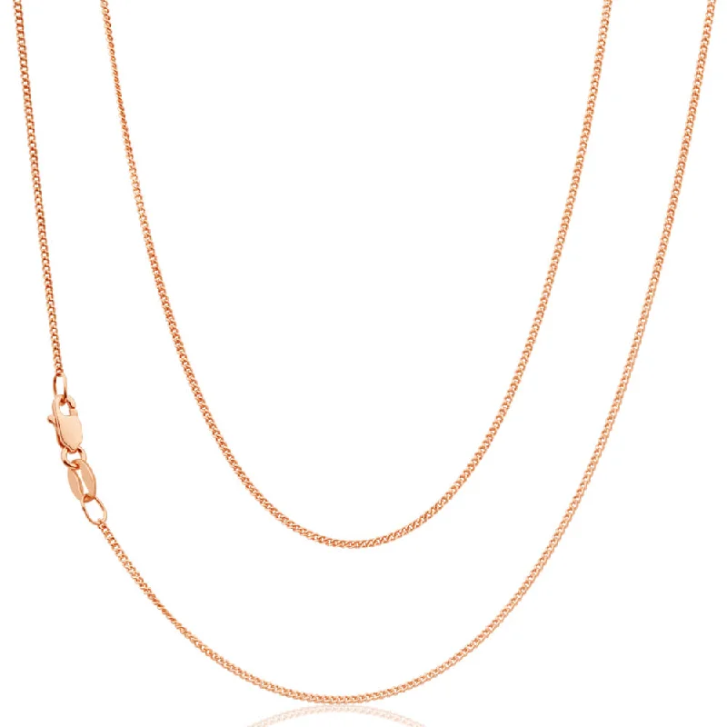 dainty lotus flower ring 9ct SOLID Rose Gold Diamond Cut 45cm 30 Gauge Curb Chain