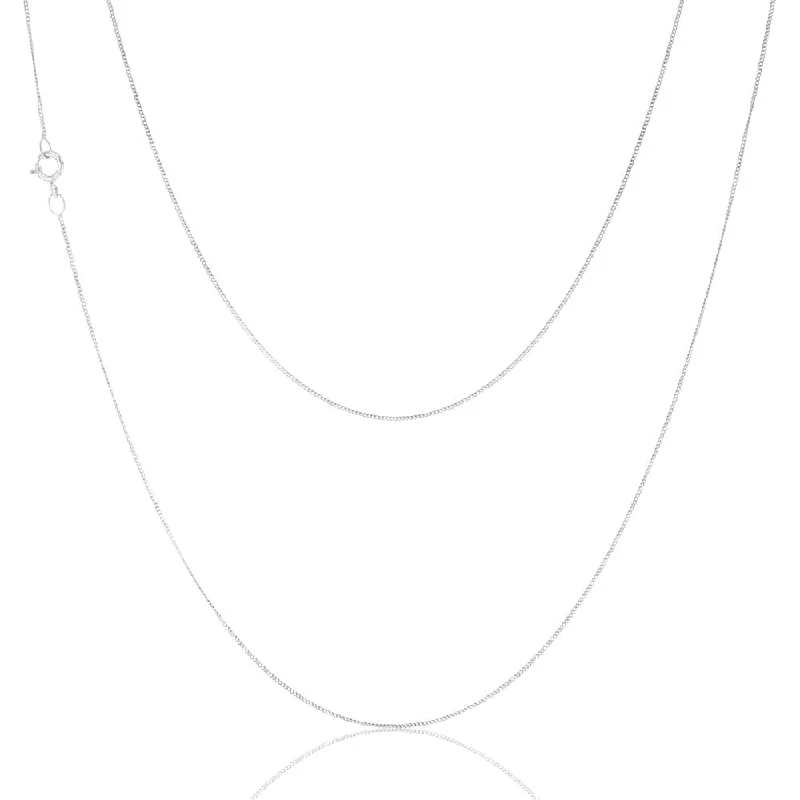 sterling silver herringbone chain 9ct White Gold 18 Gauge Fine Curb 41cm Chain