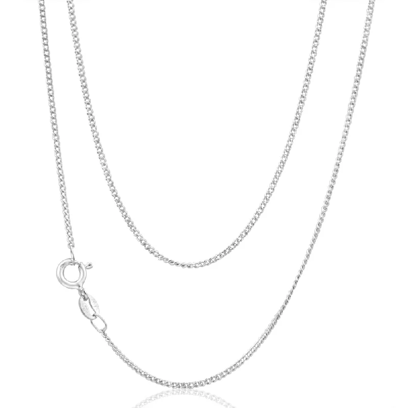 gemstone cluster earrings silver 9ct White Gold Curb Chain 45cm long diamond Cut