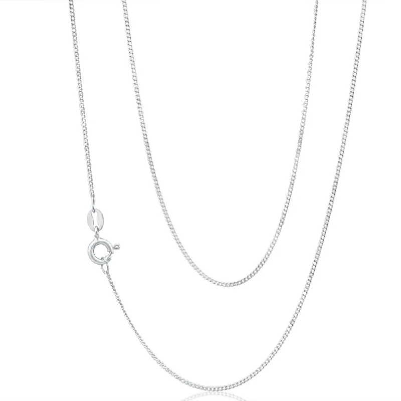 minimal gold ring stack 9ct White Gold  Diamond Cut 45cm Curb Chain