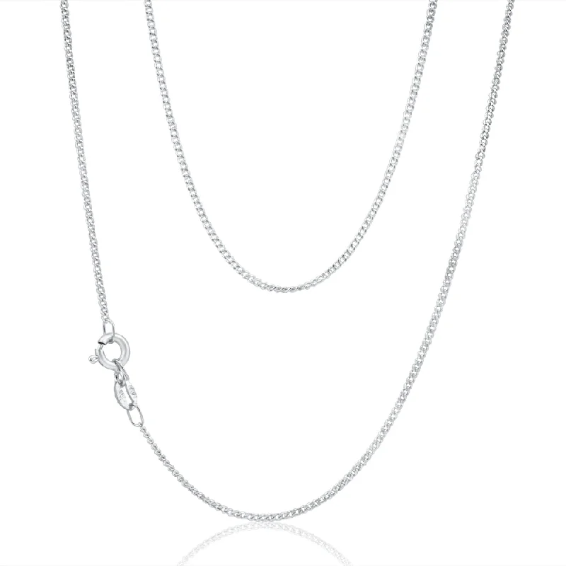 gold initial bracelet personalized 9ct White Gold Diamond Cut Curb 50cm Chain