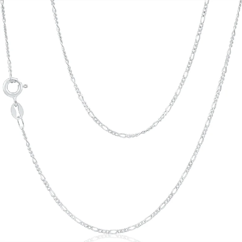 cute cat charm bracelet 9ct White Gold Figaro 1:3 45cm Chain 40Gauge