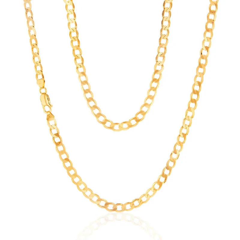 dainty pearl and diamond ring 9ct Yellow Gold 150 Gauge Curb 55cm Chain