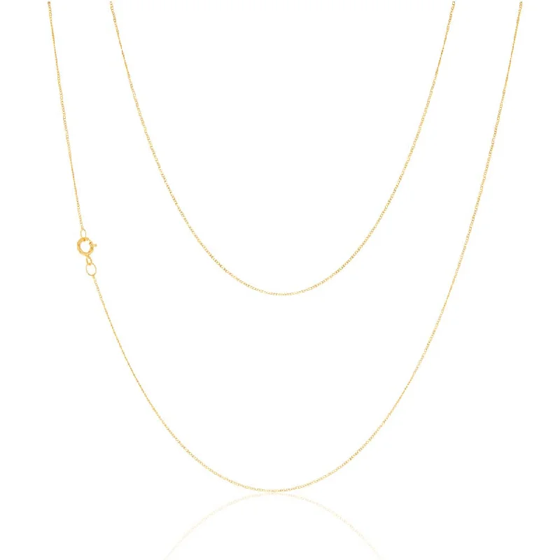 delicate heart stud earrings 9ct Yellow Gold 18 Gauge Fine Curb 46cm Chain
