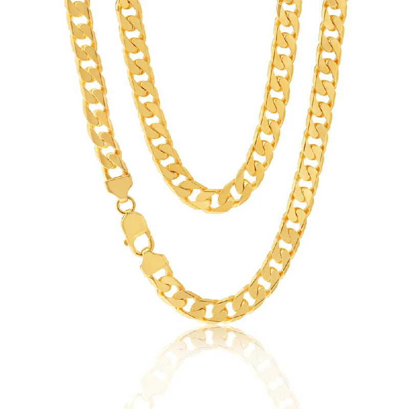 minimalist black pearl necklace 9ct Yellow Gold 300 Gauge 55cm Curb Chain