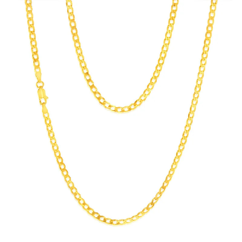 gold wedding band for men 9ct Yellow Gold 50cm Curb Chain 100Gauge