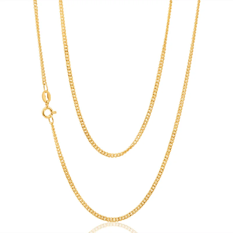 chunky statement cuff bracelet 9ct Yellow Gold 60cm Curb Dicut Chain 50Gauge