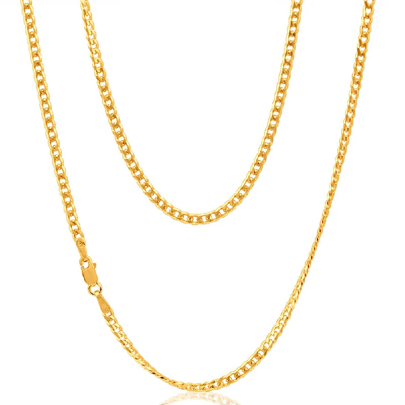 white gold necklace simple 9ct Yellow Gold 70cm 70 Gauge Curb Chain