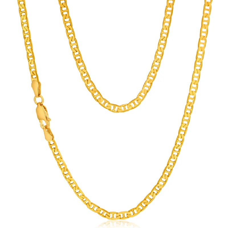 boho pearl charm bracelet 9ct Yellow Gold 80 gauge 60cm Anchor Chain