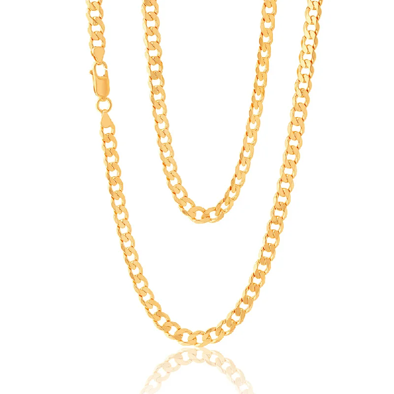 natural turquoise ring handmade 9ct Yellow Gold Curb Chain 50cm in 150 Gauge