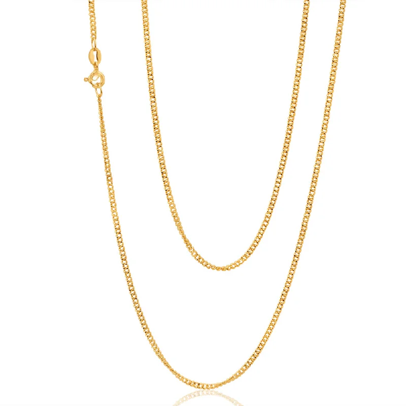 sleek black titanium ring 9ct Yellow Gold Curb Dicut 70cm Chain 50Gauge