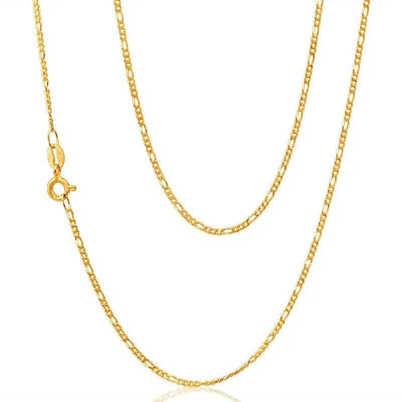 birthstone stacking rings set 9ct Yellow Gold Figaro 1:3 70cm Chain 40Gauge