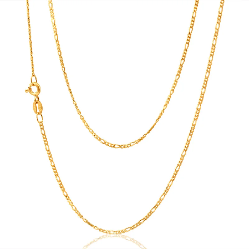 elegant pearl necklace with diamonds 9ct Yellow Gold Opulent Figaro Chain