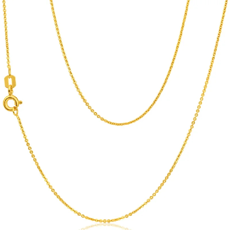 dainty heart charm necklace 9ct Yellow Gold Silver Filled Trace 45cm Chain