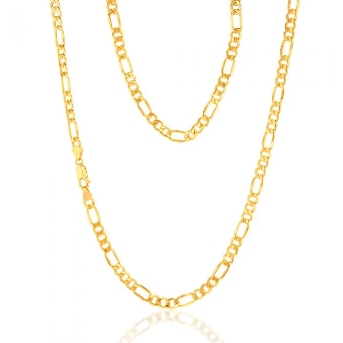 adjustable rope bracelet handmade 9ct Yellow Gold Silverfilled 115Gauge 1:3 Figaro 55cm Chain adjustable rope bracelet handmade 9ct Yellow Gold Silverfilled 115Gauge 1:3 Figaro 55cm Chain