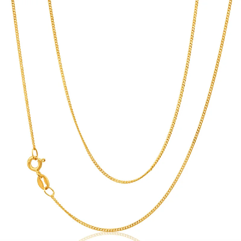 chunky chain necklace trendy 9ct Yellow Gold SOLID Curb Chain 45cm 30 Gauge