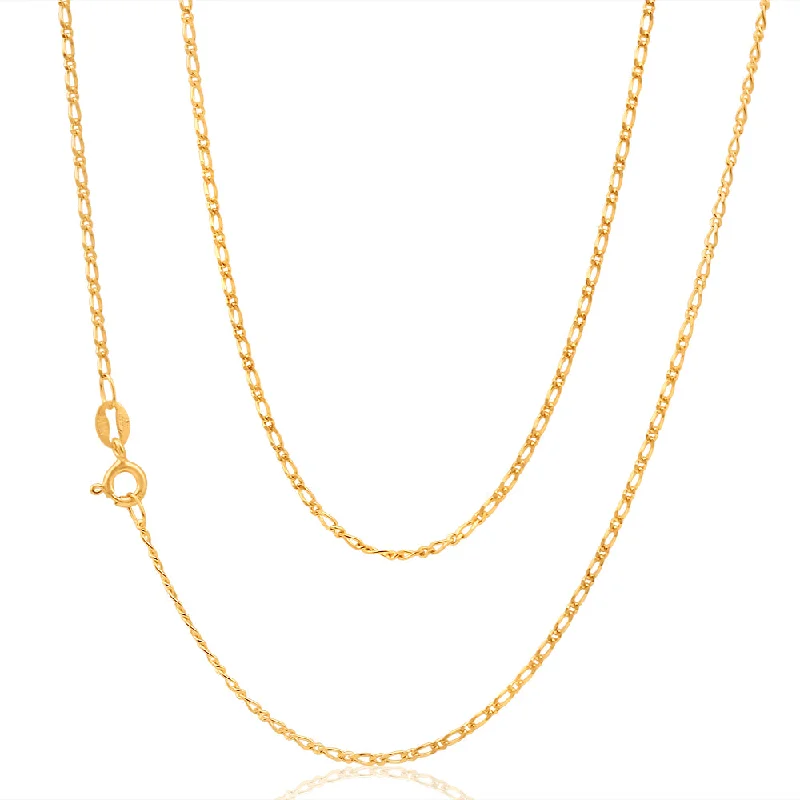emerald-cut aquamarine necklace 9ct Yellow Gold SOLID Figaro 1:1 50cm Chain