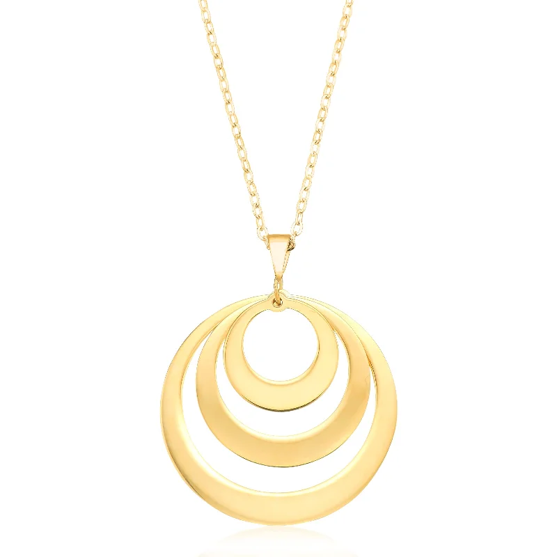 personalized pet photo necklace 9ct Yellow Gold Triple Circle Pendant