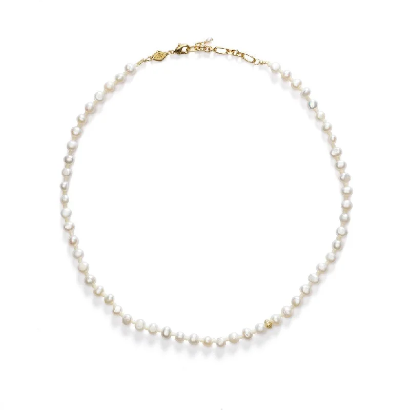 sterling silver braided ring Petit Stellar Pearly Gold Plated Necklace w. Pearls