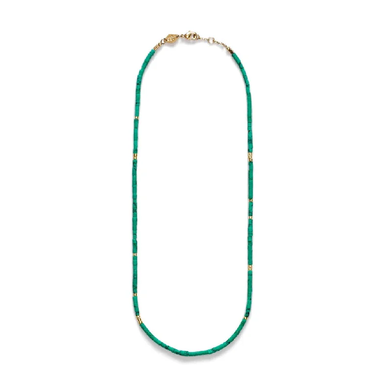 Sun Stalker Gold Plated Necklace w. Green Oasis Beads