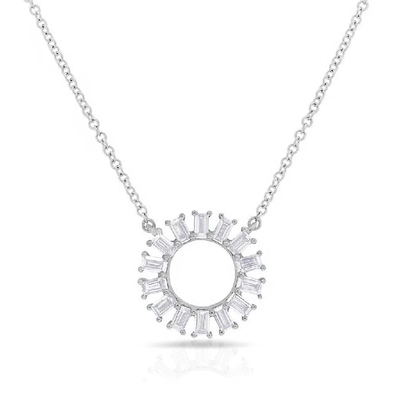 personalized couple’s bracelet engraved 14K White Gold Baguette Diamond Circle Necklace personalized couple’s bracelet engraved 14K White Gold Baguette Diamond Circle Necklace